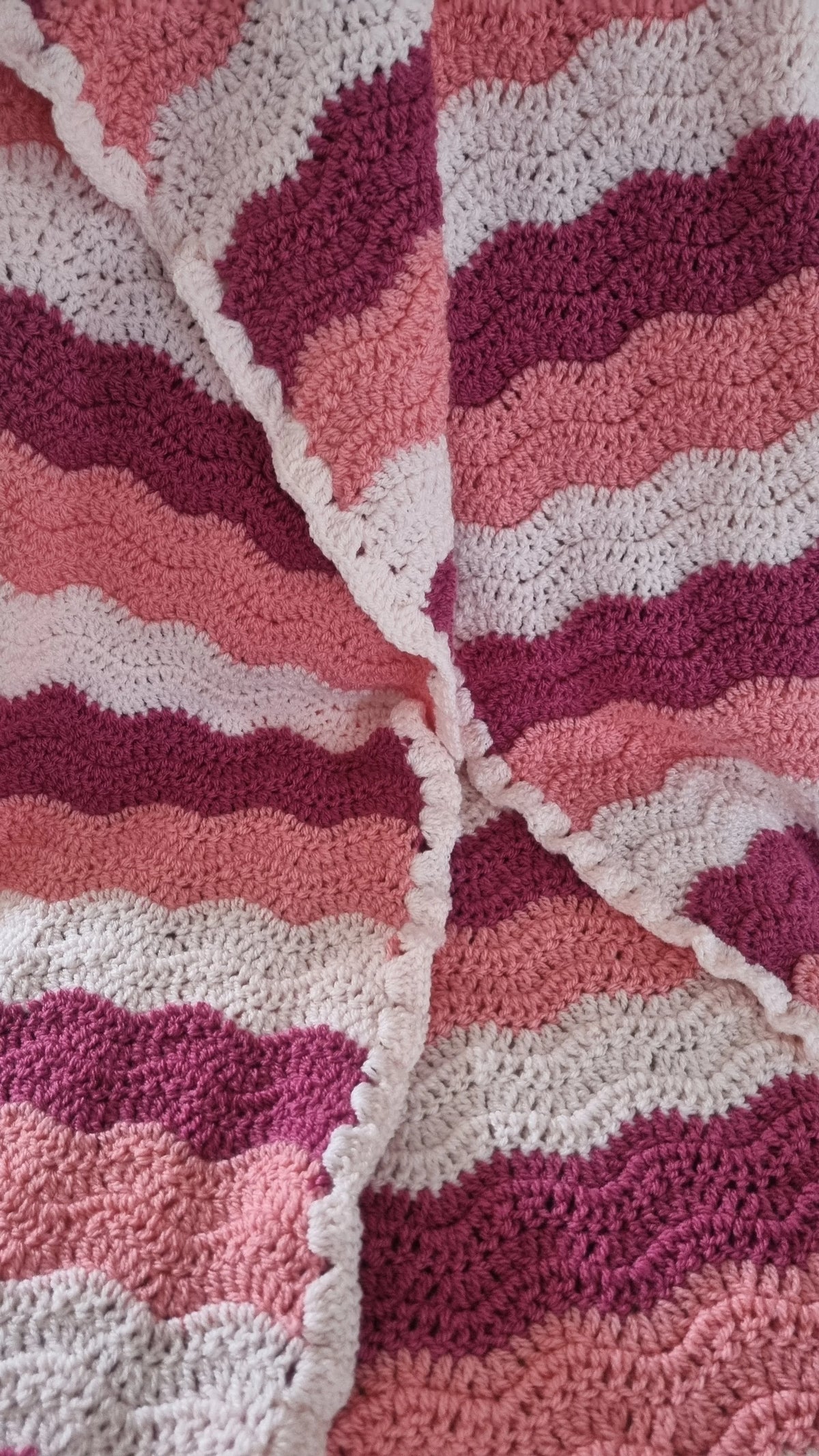 Crochet baby blanket, vintage rose