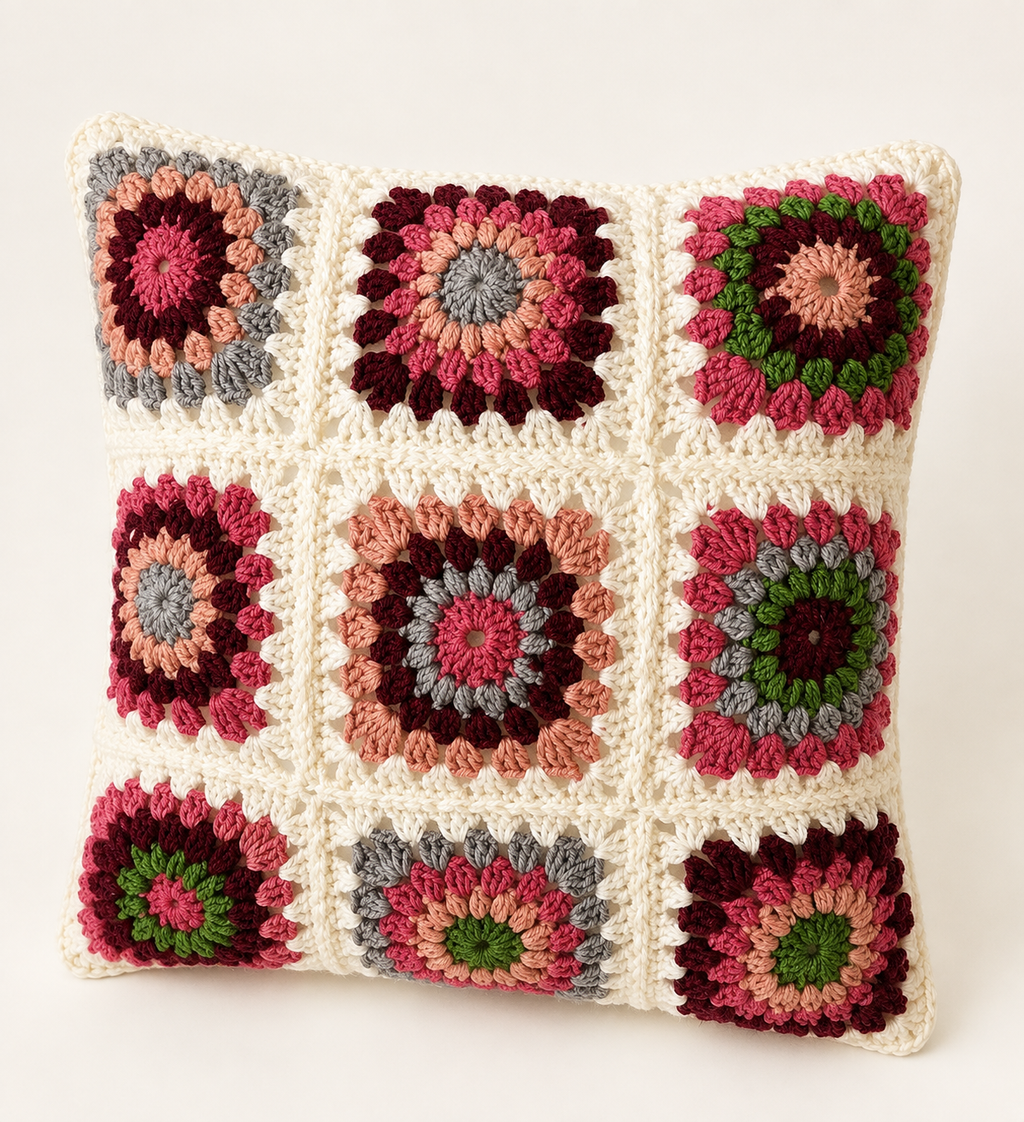 Handmade crochet Cushion Cover - Reversible design