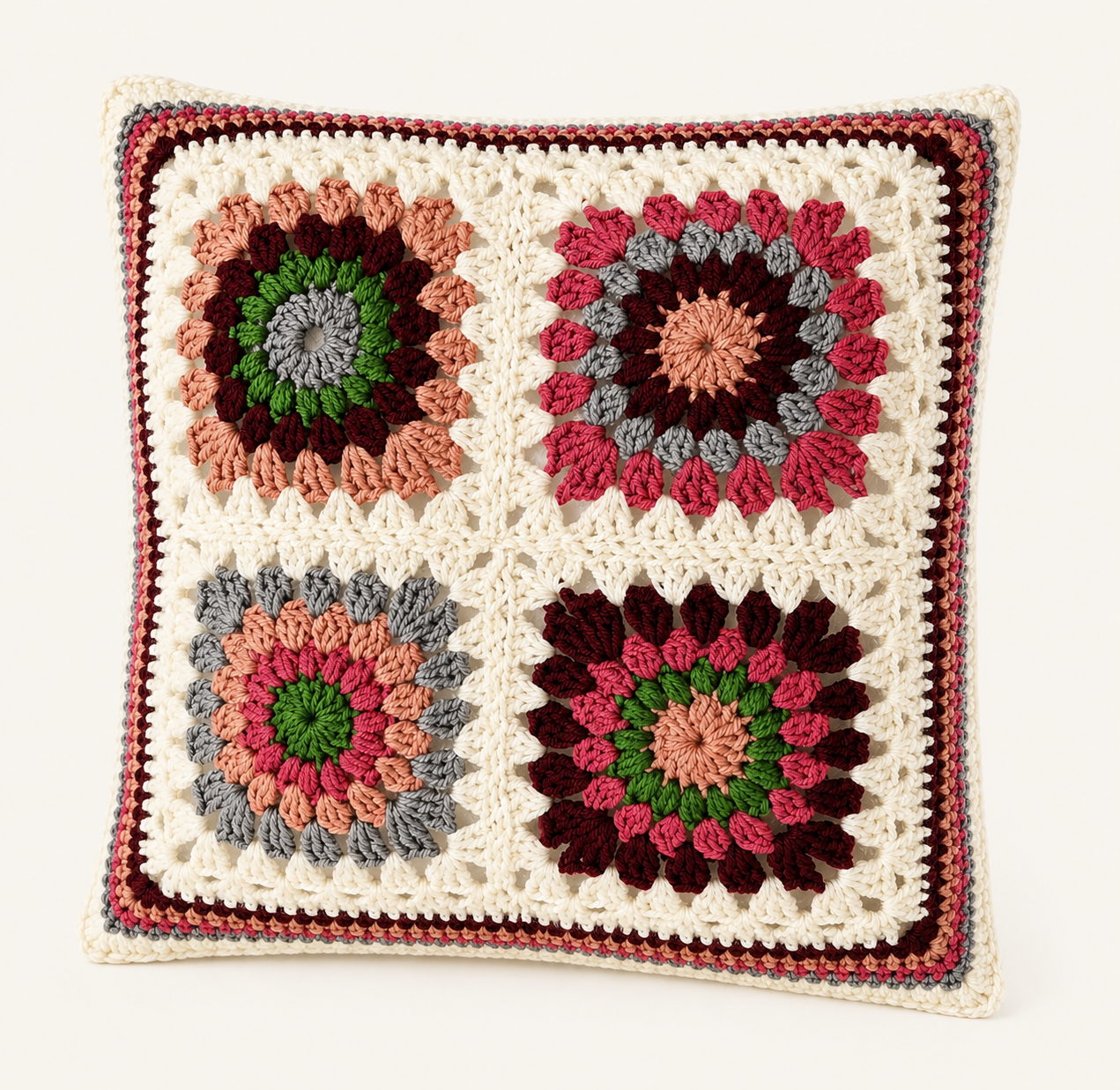 Handmade crochet Cushion Cover - Reversible design