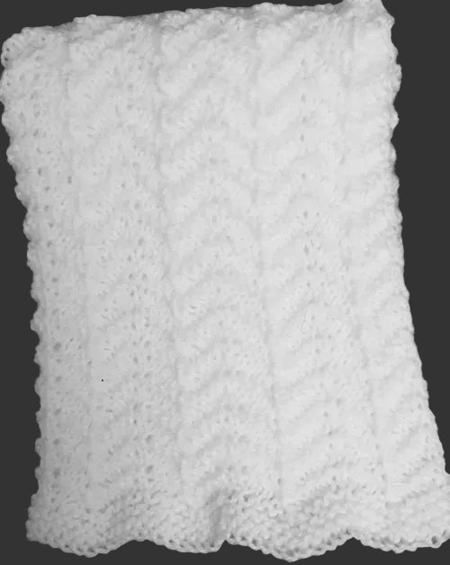 Handmade White Knitted Baby Blanket / Christening Gift UK