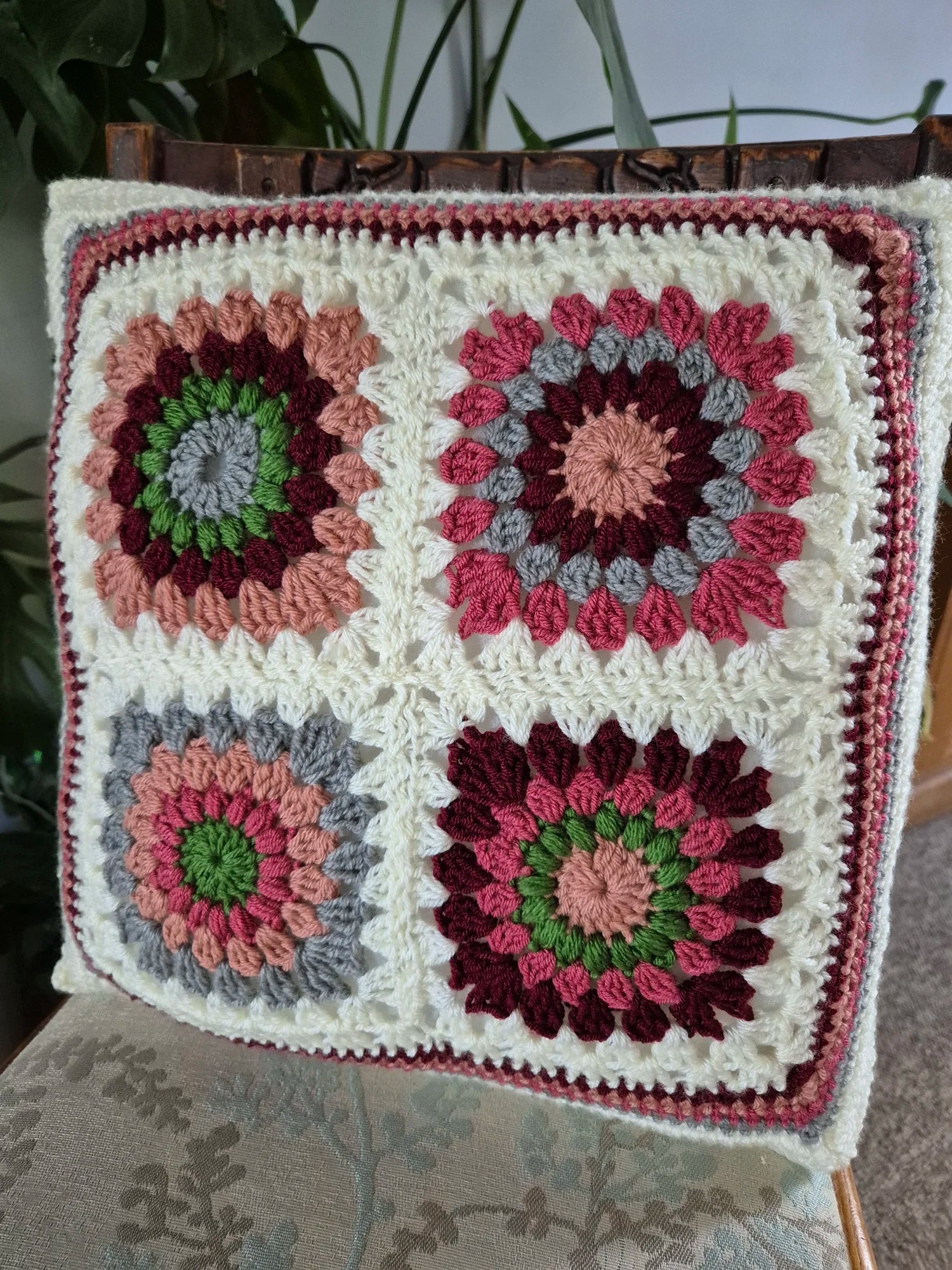 Handmade crochet Cushion Cover - Reversible design