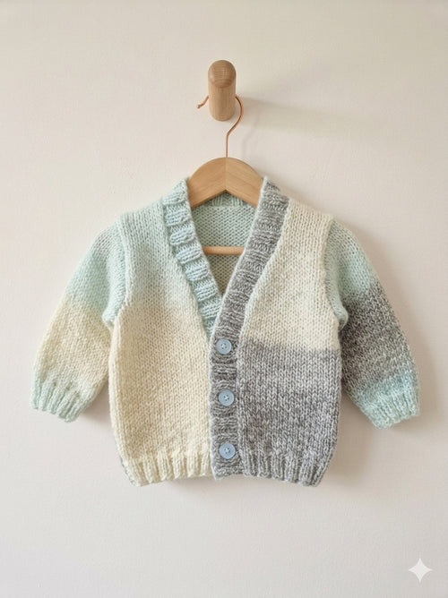 Hand knitted baby cardigan, 3 to 6 months - Christening gifts