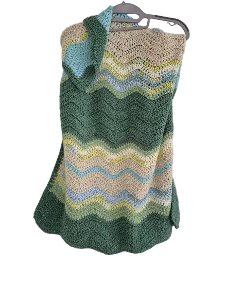 Handmade Crochet Baby Blanket – Sage, Aquamarine, Mocha & Baby Blue