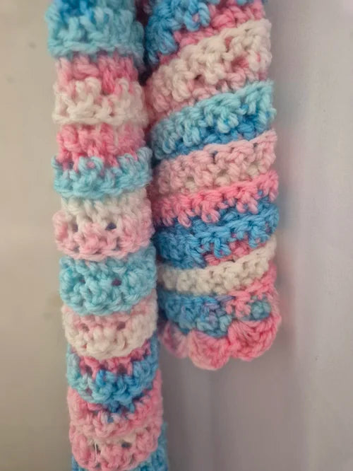 Handmade Candy Floss crochet baby blanket/ shawl