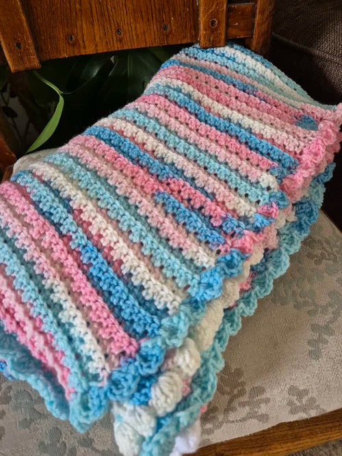 Handmade Candy Floss crochet baby blanket/ shawl