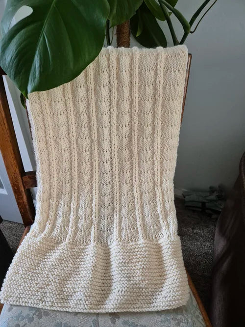 Hand Knitted gender neutral baby blanket - sustainable and eco-friendly
