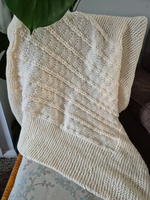 Hand Knitted gender neutral baby blanket - sustainable and eco-friendly