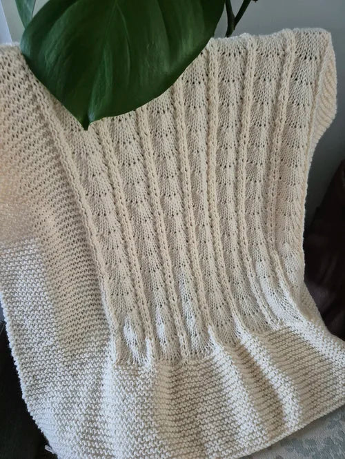 Hand Knitted gender neutral baby blanket - sustainable and eco-friendly