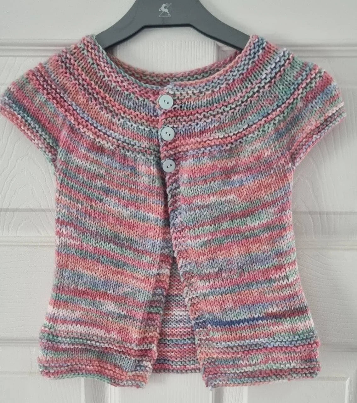 Hand knitted short sleeve cardigan to fit 2-3 years