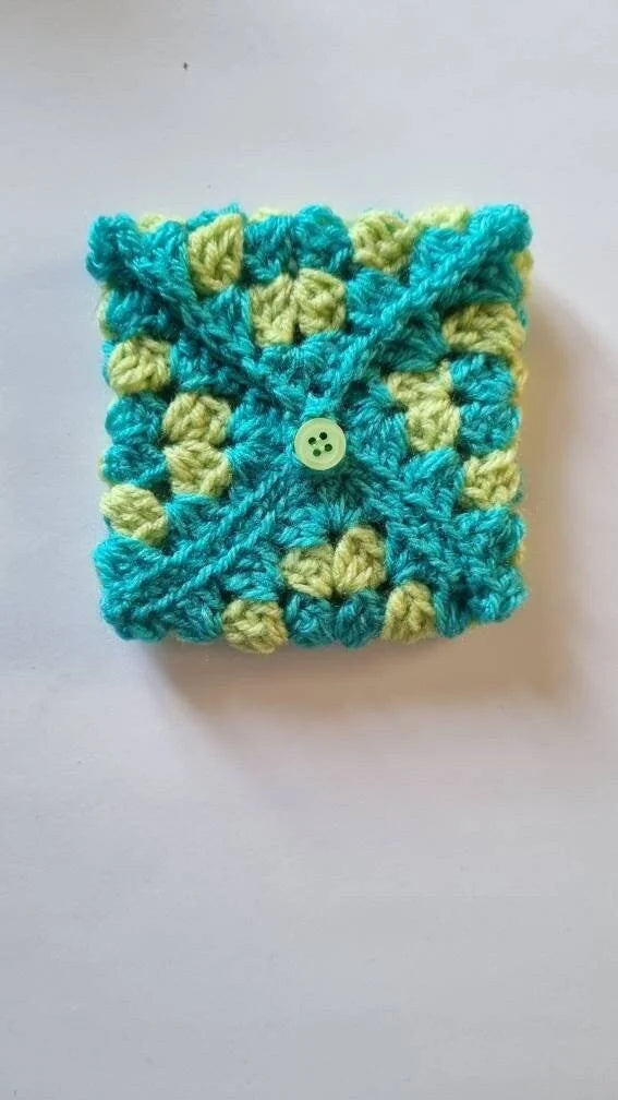 Granny square crochet purse wallet, credit card purse
