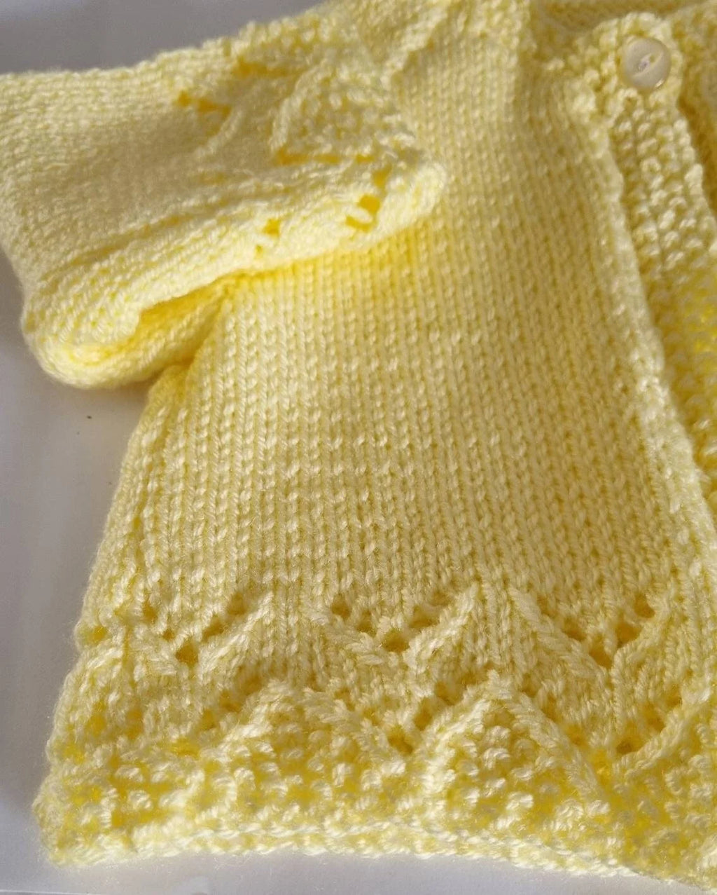 3-6 months hand knitted baby girls cardigan, lilac and lemon