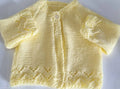 3-6 months hand knitted baby girls cardigan, lilac and lemon