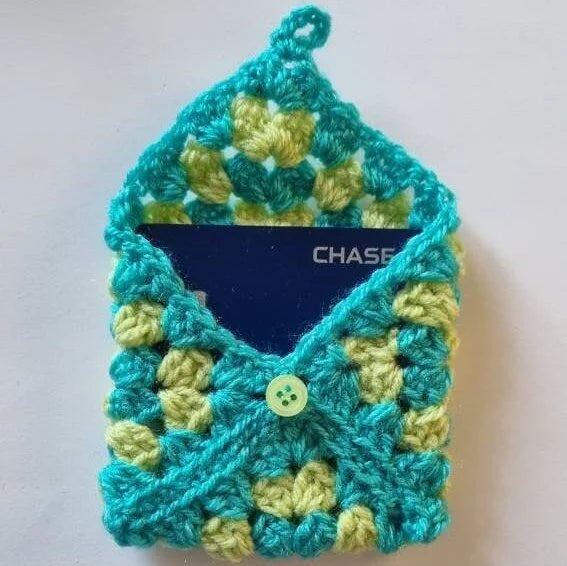 Granny square crochet purse wallet, credit card purse