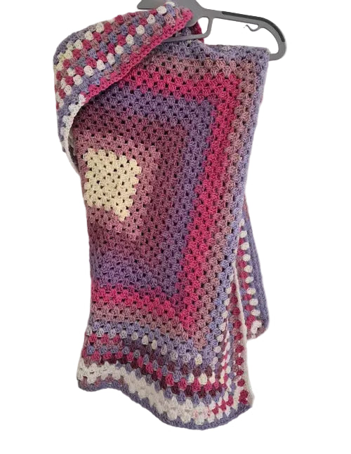 Pink & Purple Crochet Baby Blanket, Granny squares Design