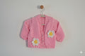 Candyfloss pink & crochet flower cardigan