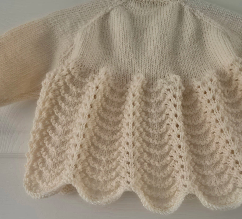 Vintage baby cardigan, Ivory (newborn to 3 months)