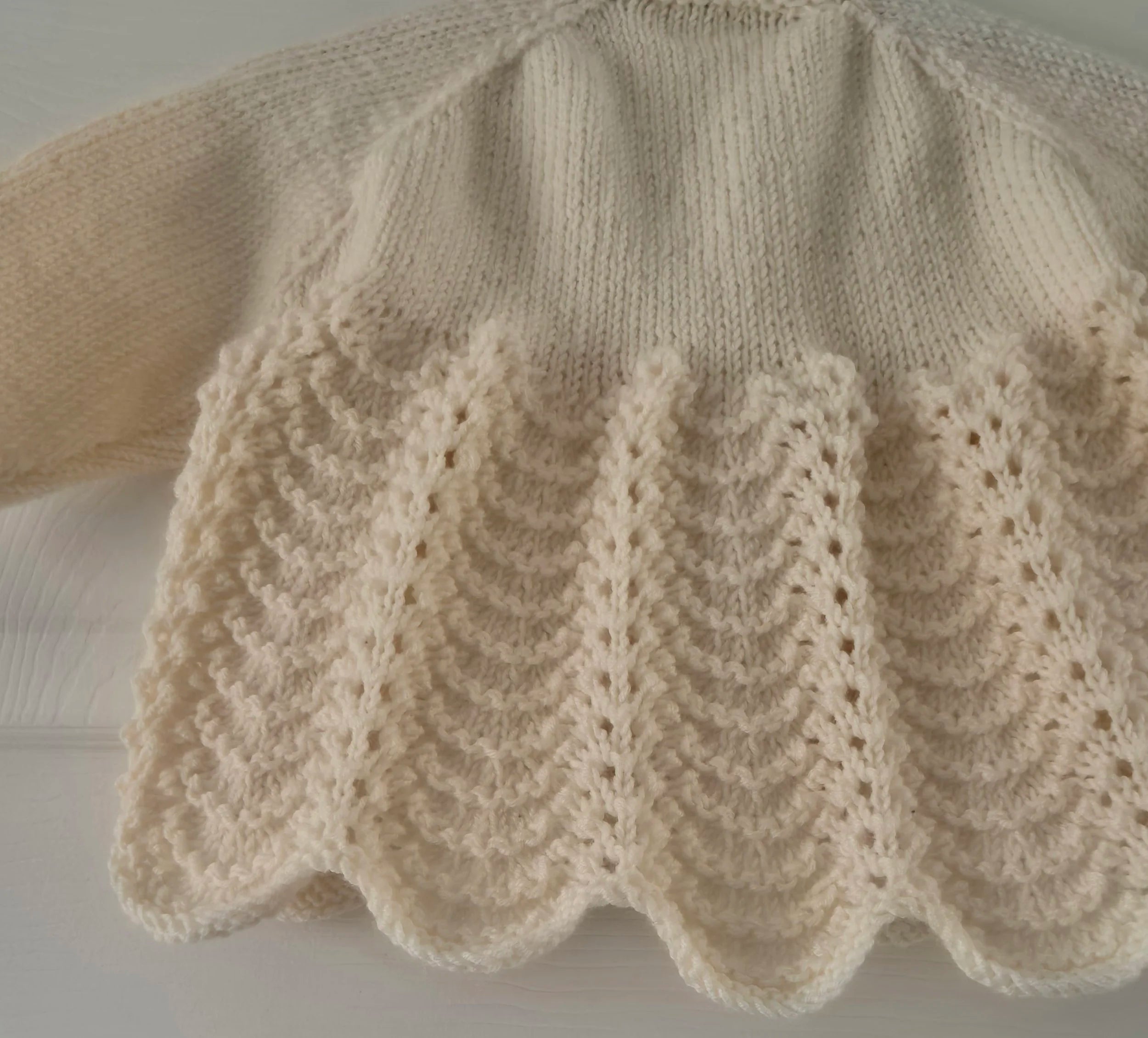 Vintage baby cardigan, Ivory (newborn to 3 months)