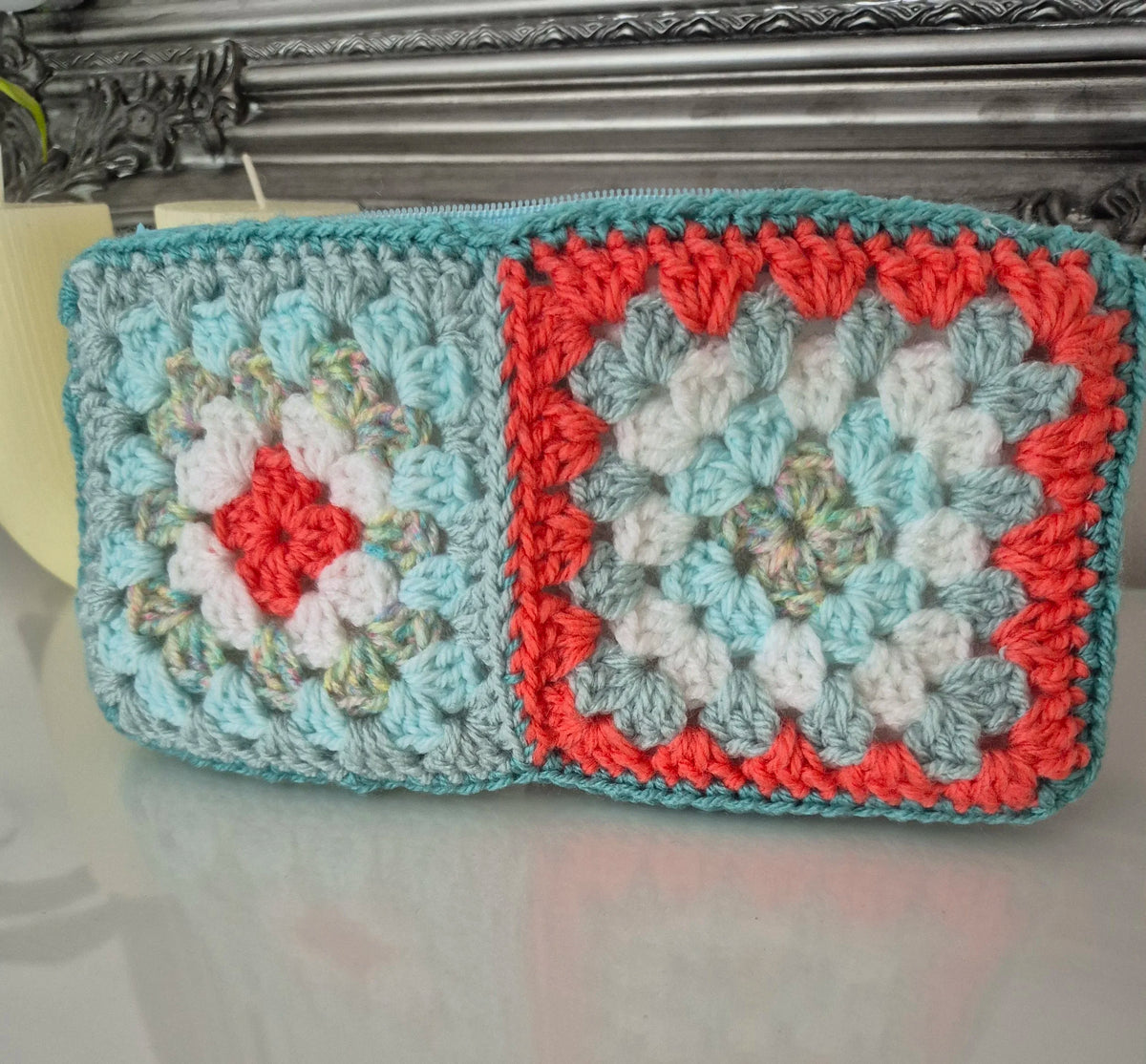 Colourful crochet make up bags