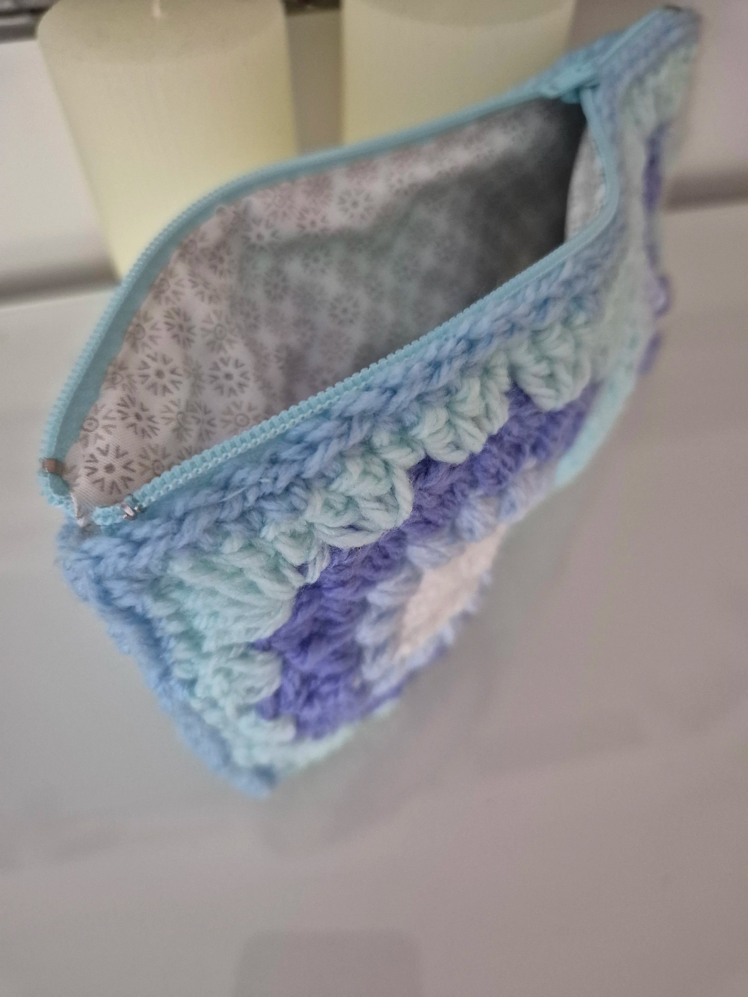 Sea glass crochet make up bag