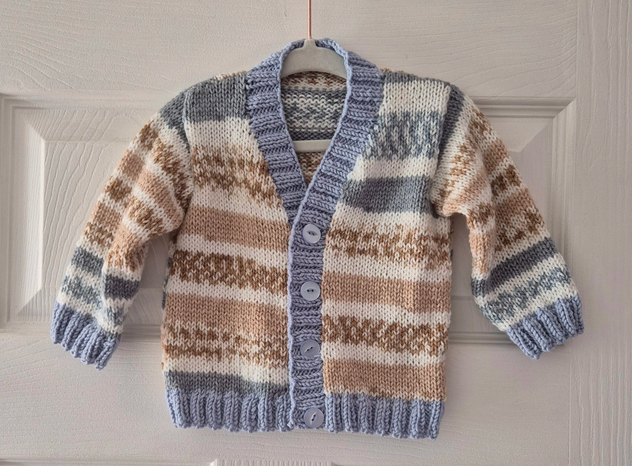 6-12m baby boy cardigan, Hand Knitted