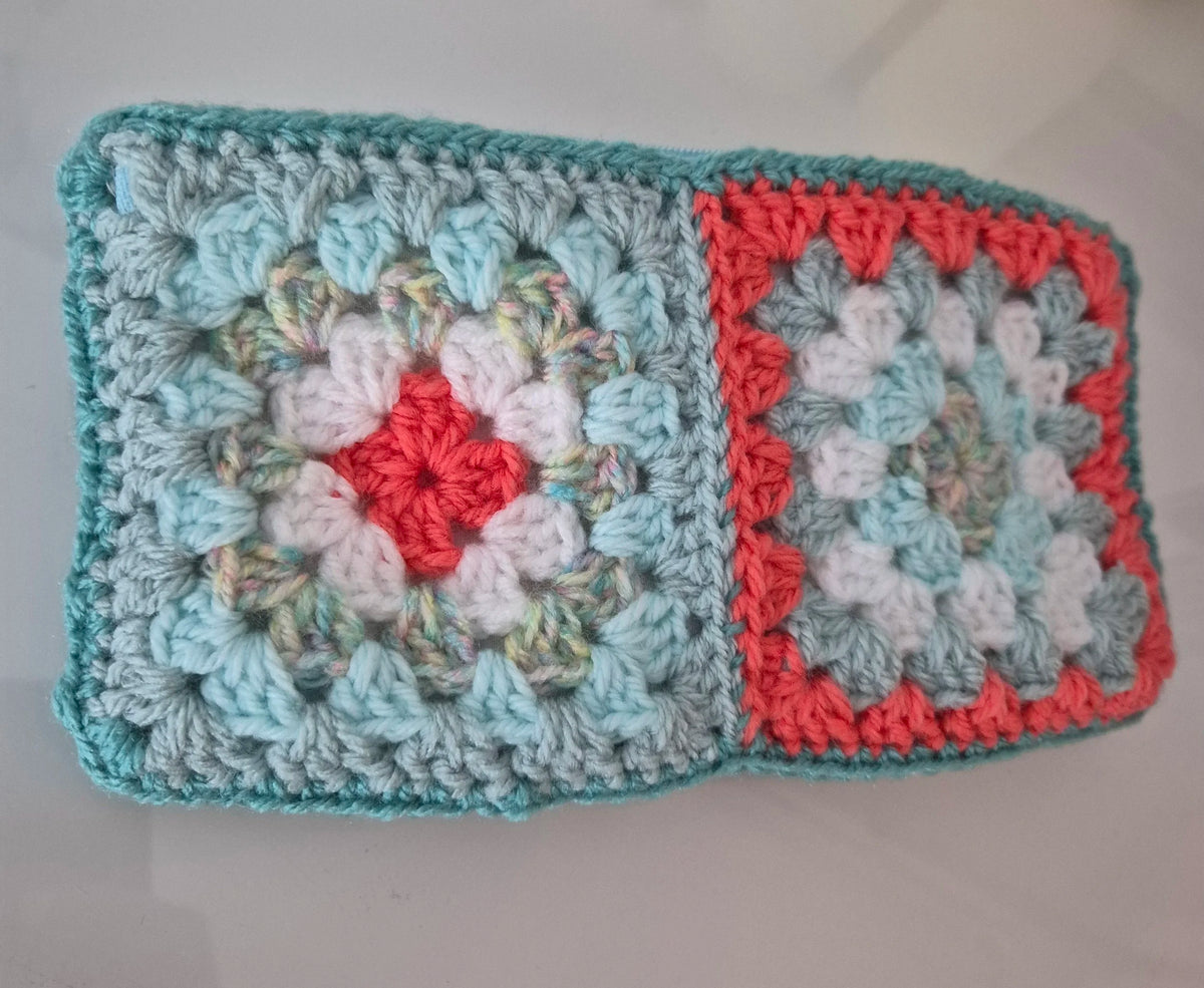 Colourful crochet make up bags