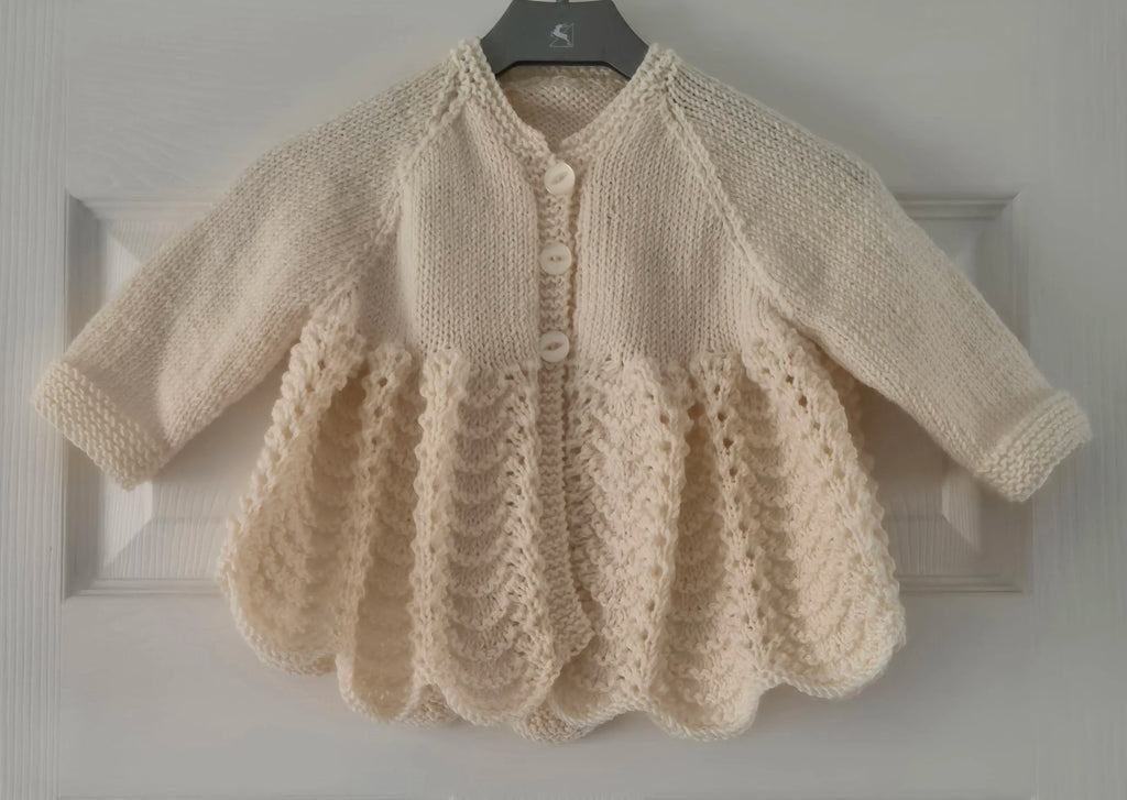 Vintage baby cardigan, Ivory (newborn to 3 months)