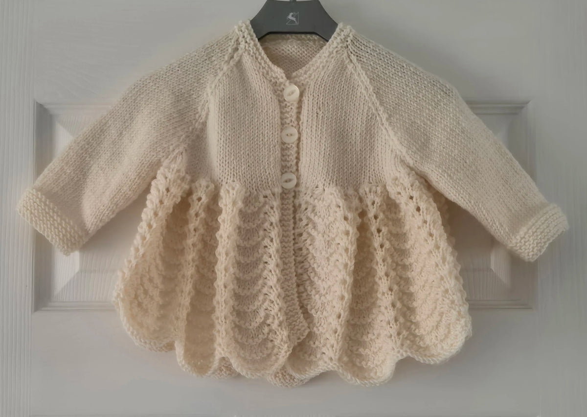 Vintage baby cardigan, Ivory (newborn to 3 months)