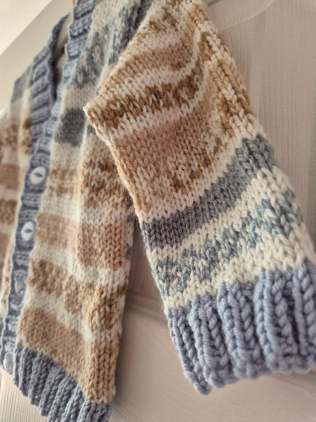 6-12m baby boy cardigan, Hand Knitted