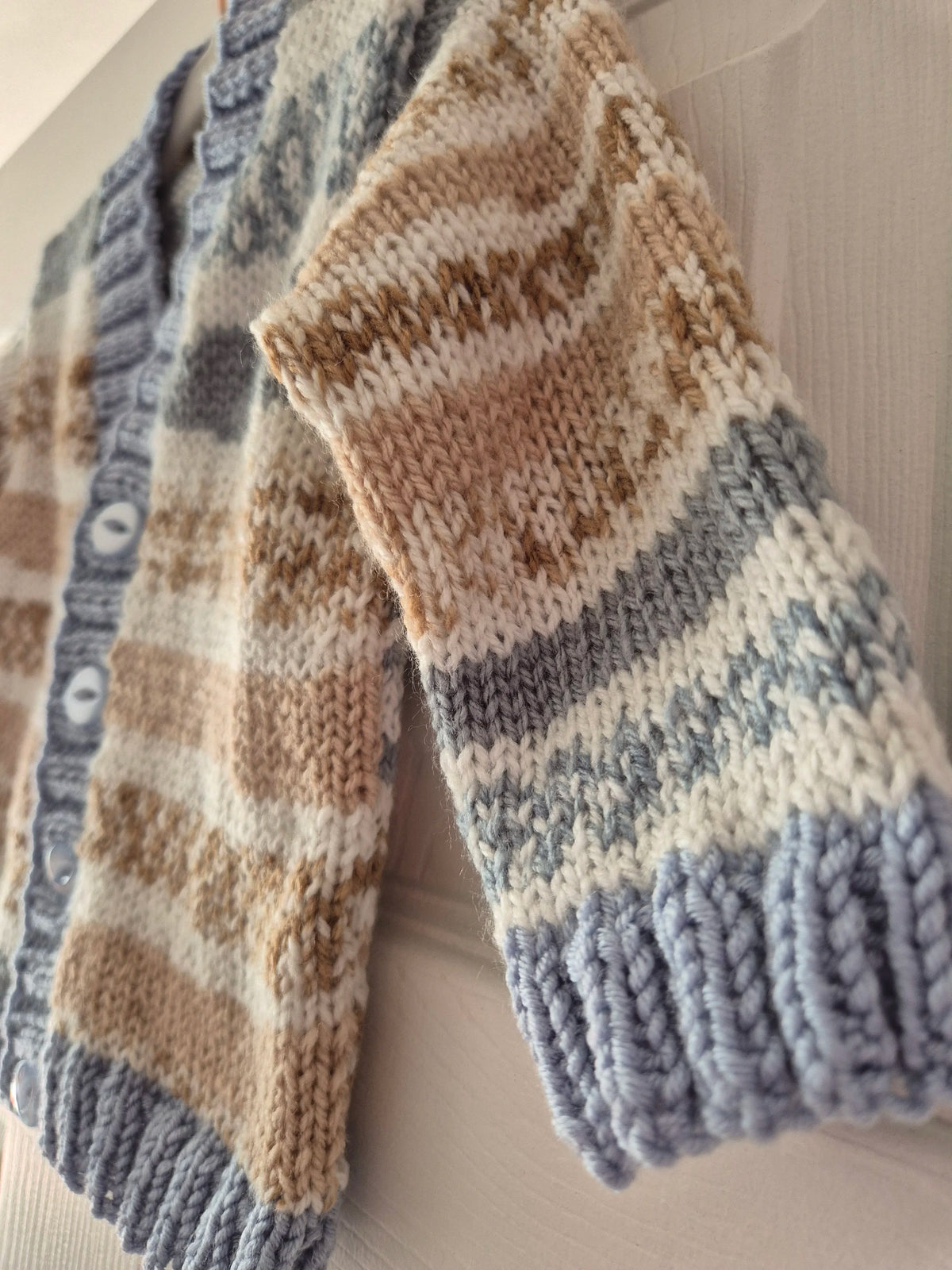 6-12m baby boy cardigan, Hand Knitted