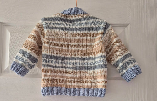 6-12m baby boy cardigan, Hand Knitted
