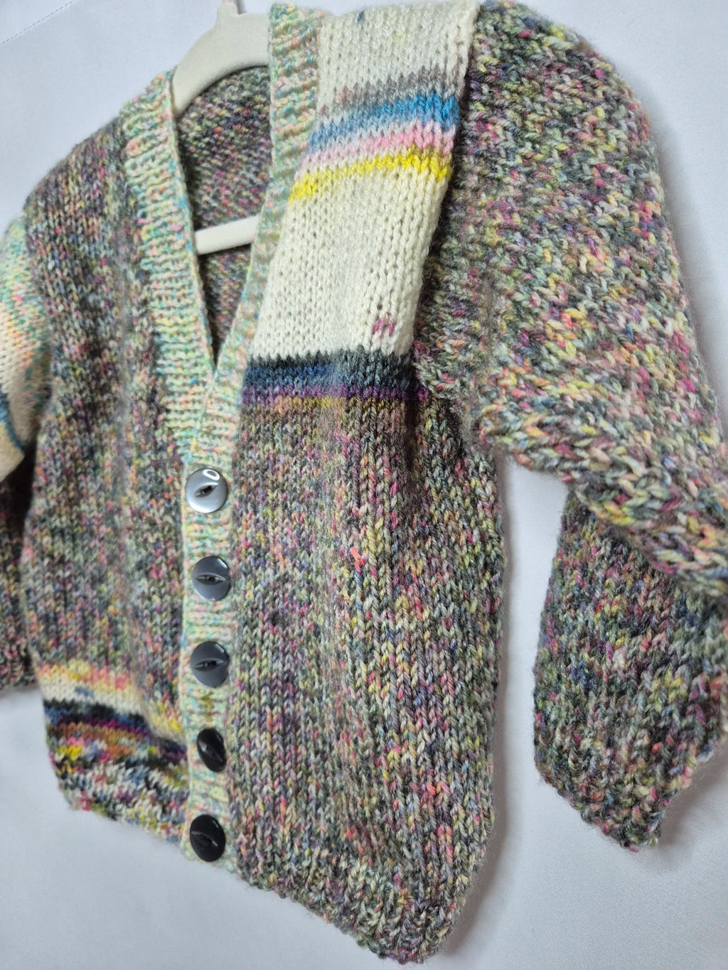 Hand knitted gender neutral cardigan, 12m to 2 years