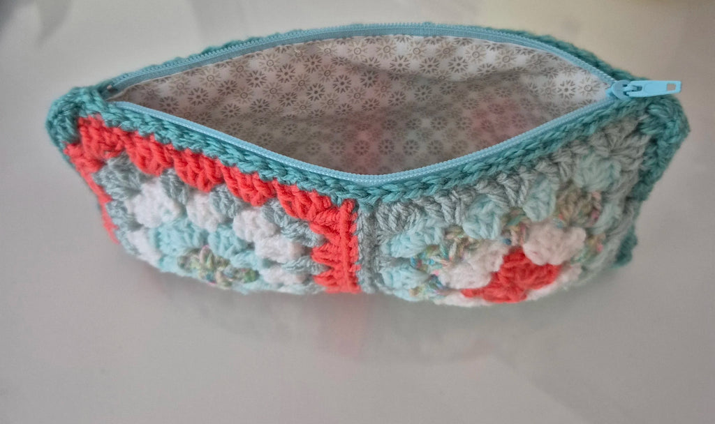Colourful crochet make up bags