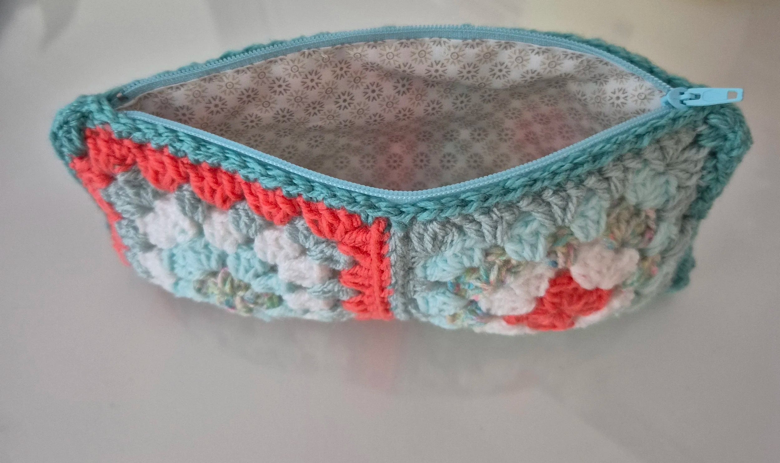 Colourful crochet make up bags