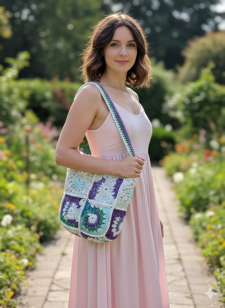 Handmade Cotton Crochet Tote, summer beach bag- Turquoise, aqua marine