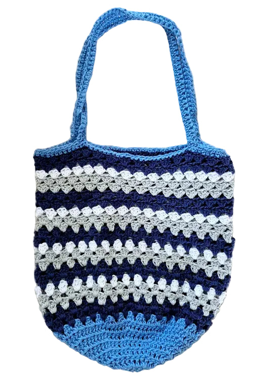The Seaside Stripe Cotton Crochet Market Bag
