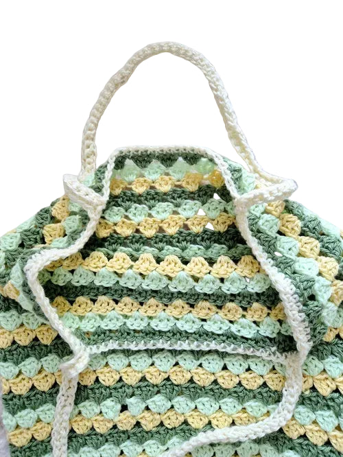 The summer striped cotton crochet market bag
