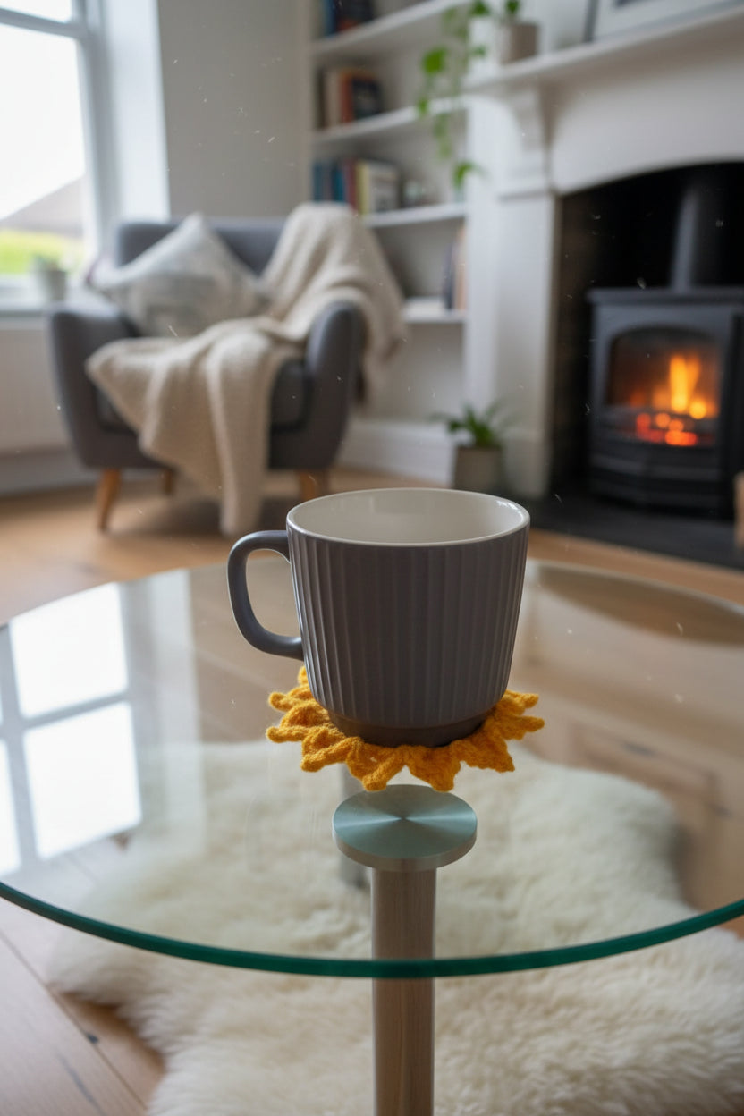Handmade crochet sunflower coasters.  Gift sets - Outdoor living